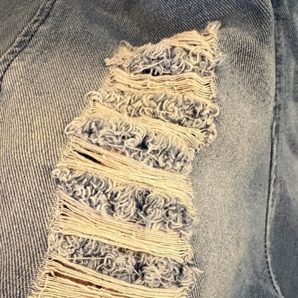 Denim Blue Distressed Jumpsuit - Picture 3 of 16